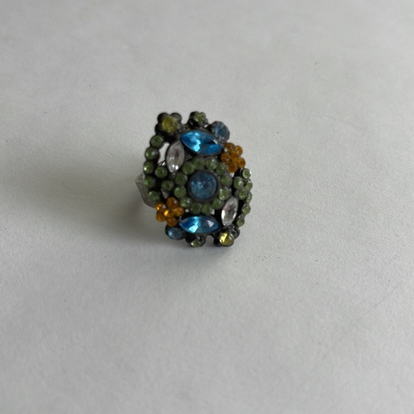 Multi Color Rhinestone Adjustable Ring - Picture 2 of 3